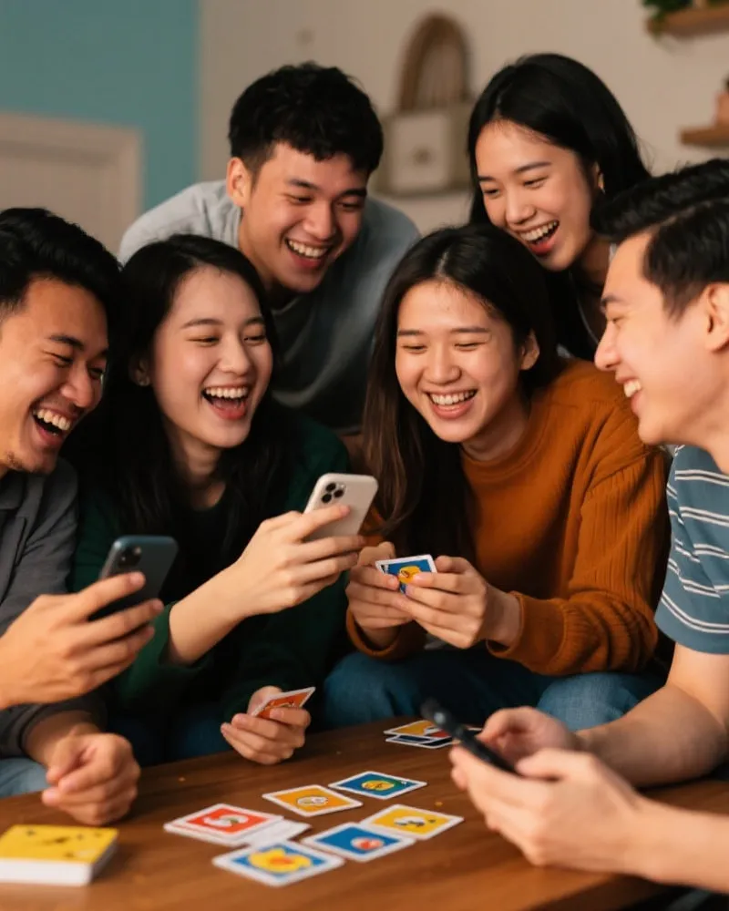 Friends playing mobile games